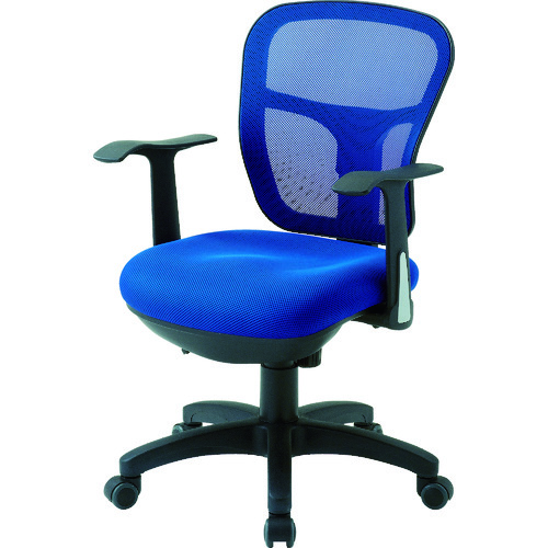 ＴＲＵＳＣＯ　オフィスチェア　ＭＣ－２Ａ　背面メッシュタイプ肘付　ブルー画像