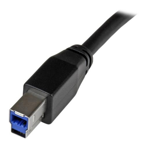 USB3.0ケーブル　1m　Type-A(オス)-Type-B(オス)　ブラック　1本 黒いUSBケーブルが真上から見える状態