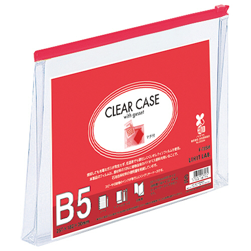 ｸﾘﾔｰｹｰｽ(ﾏﾁ付) B5ﾖｺ 赤 1ｾｯﾄ(25枚)画像