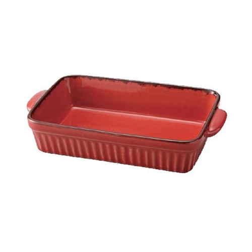 ラザニア皿 28cm 洋食器 スクエア ギャザー レッド画像