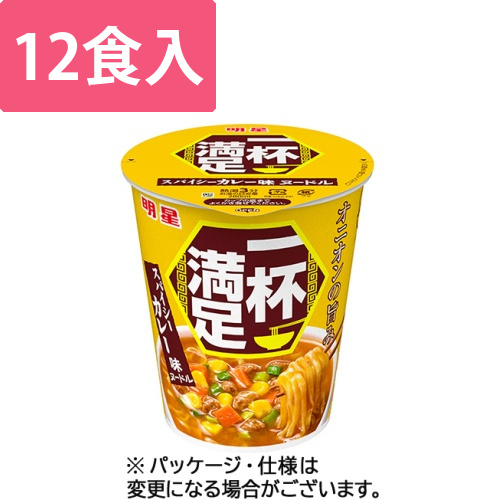 一杯満足　スパイシーカレー味ヌードル　63g　1ケース(12食)画像