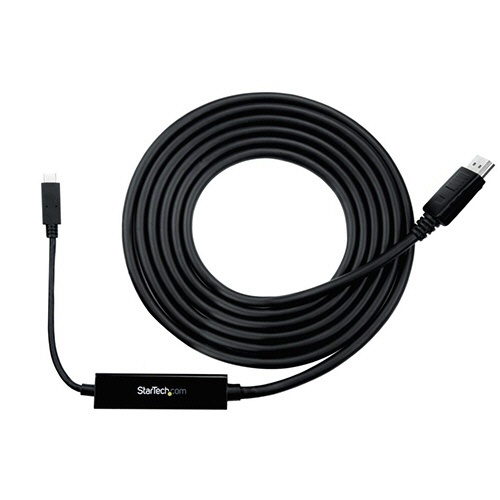 USB　TypeC-DisplayPort　変換ディスプレイアダプタケーブル　3m　4K/60Hz　ブラック　1本 ケーブルの長さを強調した、コネクタ部分が明確に見える状態