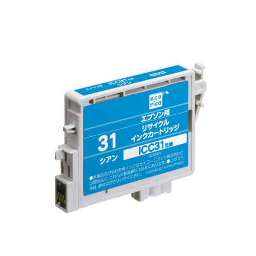 ﾘｻｲｸﾙｲﾝｸｶｰﾄﾘｯｼﾞ ｼｱﾝ(顔料) [ｴﾌﾟｿﾝ:ICC31互換] ECI-E31C 1個画像