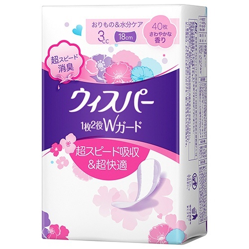 ウィスパー1枚2役Wガード　さわやかな香り　3cc　1パック(40枚)画像