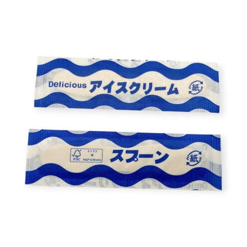 使い捨てスプーン 袋入りウッドスプーン(S)紙完封300本 サンナップ 透明な袋に入った、整然と並べられたウッドスプーンが見える状態
