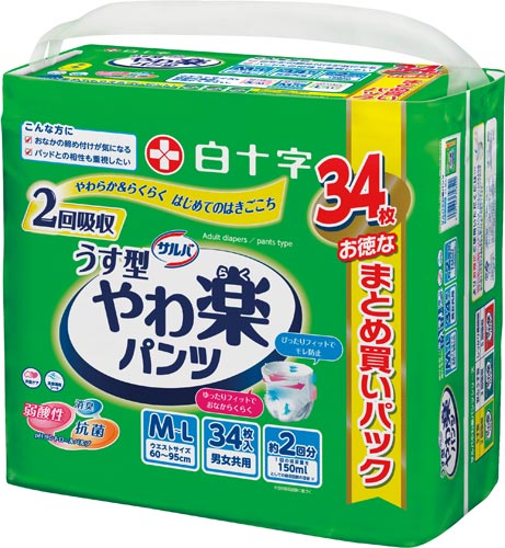 サルバやわ楽パンツ　うす型Ｍ－Ｌ３４枚×３画像