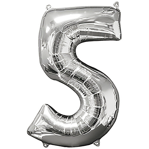 ﾚﾀｰﾊﾞﾙｰﾝ 数字 ｢5｣ ｼﾙﾊﾞｰ 1個画像