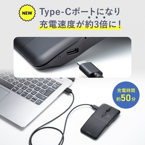 静音ワイヤレス　IR　LEDマウス(5ボタン・薄型)　ブラック(RoHS指令10準拠)　1個 上から見た薄型マウス、ボタンが明確に配置された状態