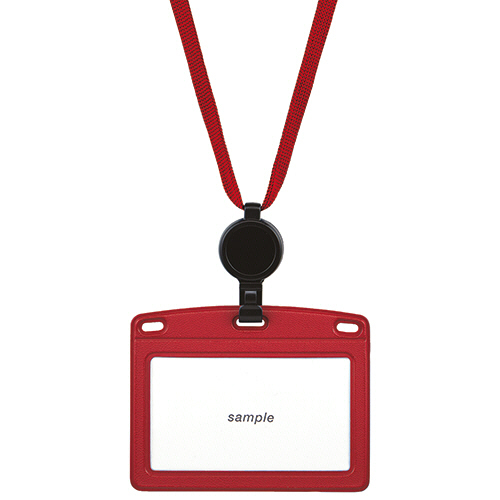 吊下げ名札 ﾘｰﾙ式 ﾚｻﾞｰ調 ﾖｺ名刺ｻｲｽﾞ 赤 1個画像