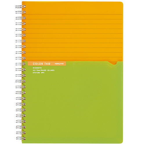 ﾂｲﾝﾘﾝｸﾞﾉｰﾄ(ｶﾗｰﾀｸﾞ) Bi-COLOR A5 A罫 90枚 ｲｴﾛｰ 1冊画像