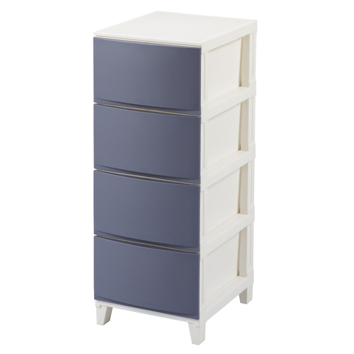 収納ケース チェスト タンス 4段 幅34×奥行42×高さ88cm ルームスシェード サンドネイビー画像