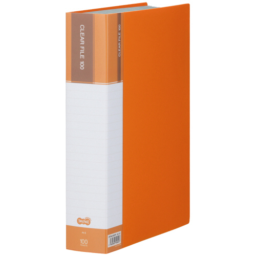 ｸﾘﾔｰﾌｧｲﾙ(台紙入) A4ﾀﾃ 100ﾎﾟｹｯﾄ 背幅62mm ｵﾚﾝｼﾞ 1ｾｯﾄ(6冊)画像