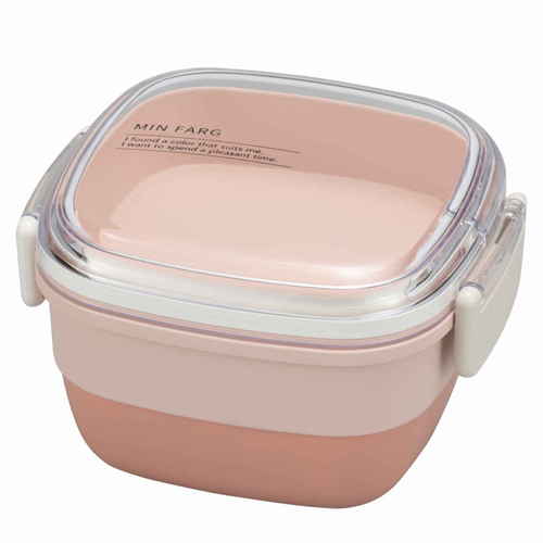 お弁当箱　抗菌　2段　2点ロック　MIN　FARG　スクウェアランチ　630ml　ピンク画像