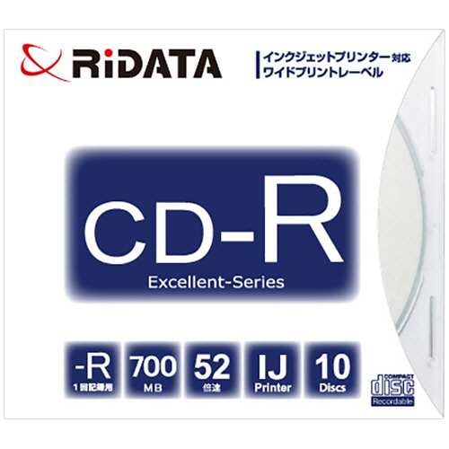 ﾃﾞｰﾀ用CD-R 700MB 1-52倍速 ﾎﾜｲﾄﾜｲﾄﾞﾌﾟﾘﾝﾀﾌﾞﾙ 5mmｽﾘﾑｹｰｽ 1ﾊﾟｯｸ(10枚)画像
