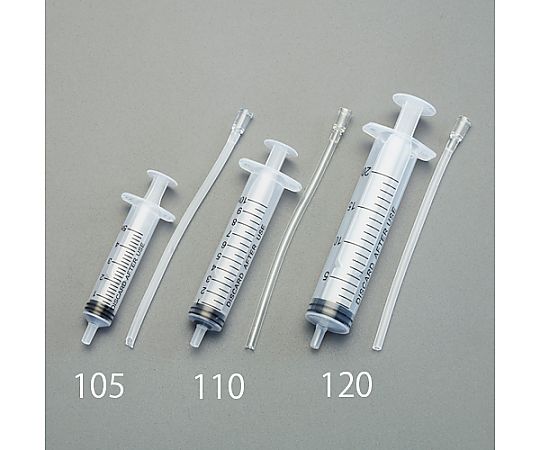 10.0ml 注入型計量容器(吸水チューブ付) 透明な計量容器がチューブと共に直立している様子