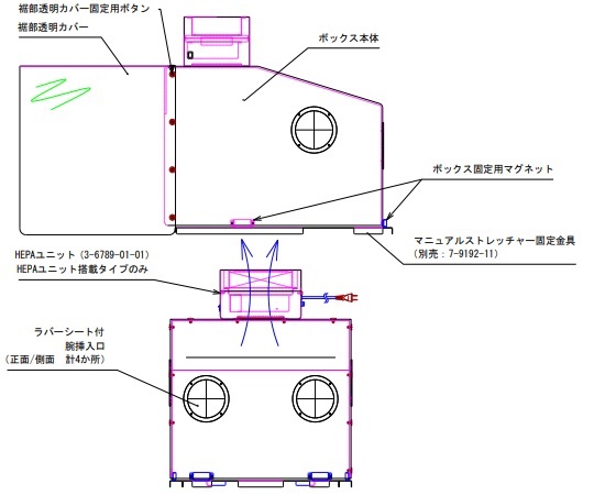 エアロゾルボックス(マニュアルストレッチャー対応)　マニュアルストレッチャー固定金具画像