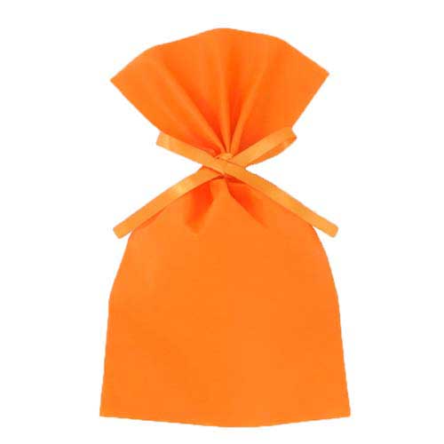 ソフトバッグベーシック2穴リボン巾着 S4 薄 オレンジ画像