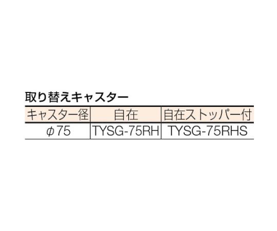 箱台車 内寸550X390 ゴム車 自在ストッパー付X2 黒いゴム車が付いた台車の全体像、自在ストッパーが見える状態