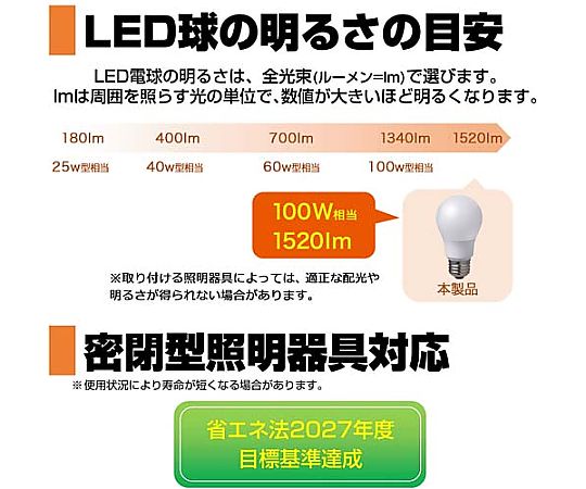 AC100V/14.2W/E26/電球/LED(電球色) 電球の底部が見える斜め前方からのショット