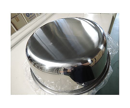 φ400×140mm 洗桶（ステンレス製） 円形の洗桶が上面から見える状態、光沢のあるステンレス素材が反射している。