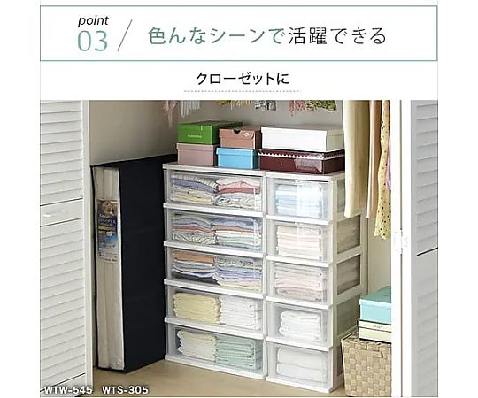 556x410x 623mm 引出し式収納ケース(3段) 引き出しが3つ並んでいる正面の様子