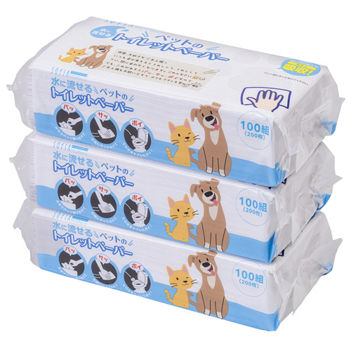 ｿﾌｨｱﾀｯﾁｴｺ ﾍﾟｯﾄ用ﾄｲﾚｯﾄﾍﾟｰﾊﾟｰ 100組/個 1ﾊﾟｯｸ(3個)画像