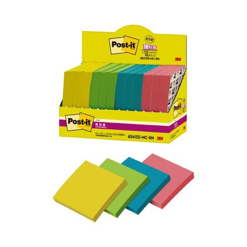 強粘着マルチカラー８　７５×７５　４色　１２冊画像