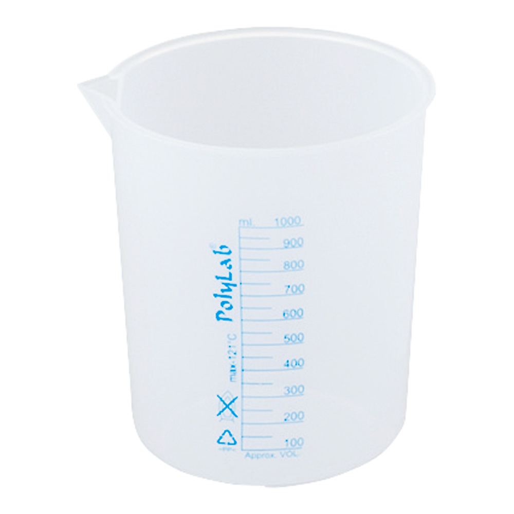 プラスチックビーカー（青目盛付き・PP製）1000mL画像