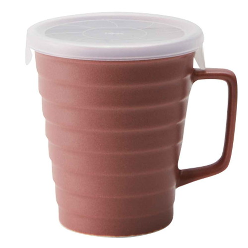 マグカップ フタ付き 230ml 陶器 日本製 レッド画像