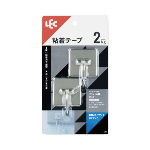 粘着ハングフック　ステンレス　２個入