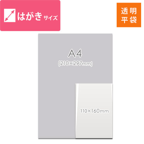 梱包しやすいテープ無し！はがきサイズ対応の透明OPP袋