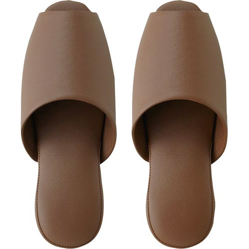 抗菌多機能ビニールスリッパ　前あき　ブラウン