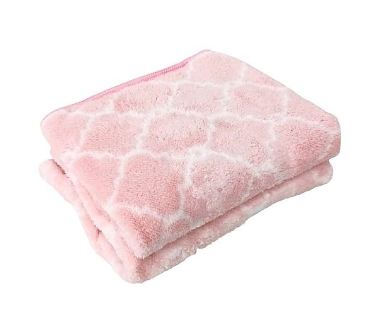 マイクロファイバーフェイスタオル2P MF モフモフモロッカン 34×80cm PINK 1セット（2枚×10袋入） 柔らかくふわふわな質感のタオルが2枚並んでいる様子