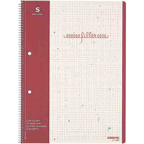 フィラーノート再生紙Ａ４　５ｍｍ方眼罫４０枚×５画像