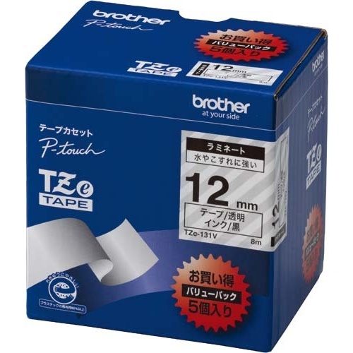 ピータッチ　ラミネート透明テープ12mm黒文字5個画像
