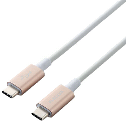 USB2.0ケーブル(C-C、PD対応、耐久仕様)　ゴールド　1m　RoHS指令準拠(10物質)　1本