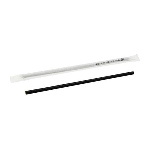 国産 紙ストロー 6φ×196mm 黒 パックスタイル画像