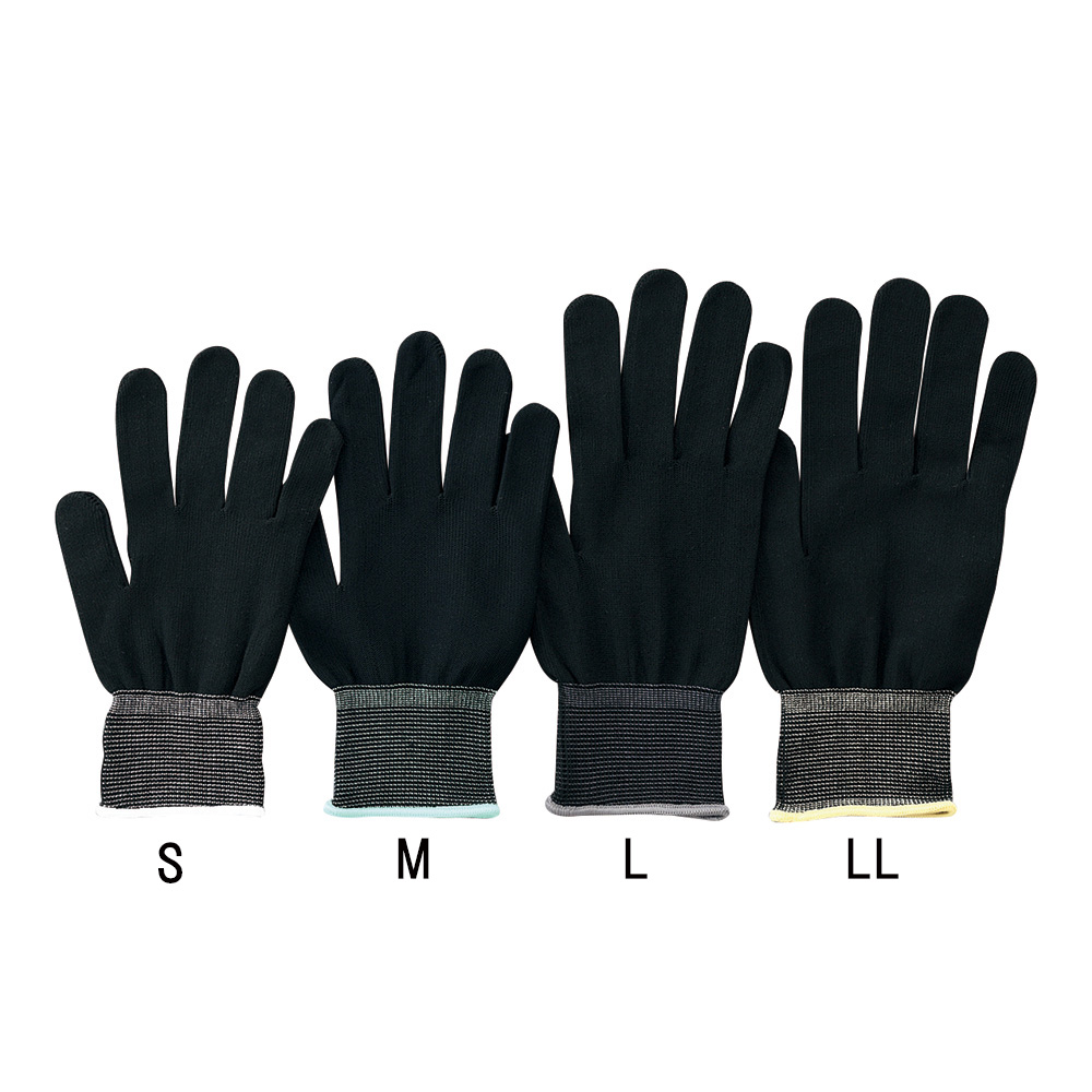 アズピュアインナー手袋ブラック(オーバーロック・ナイロン製)　S　10双入画像