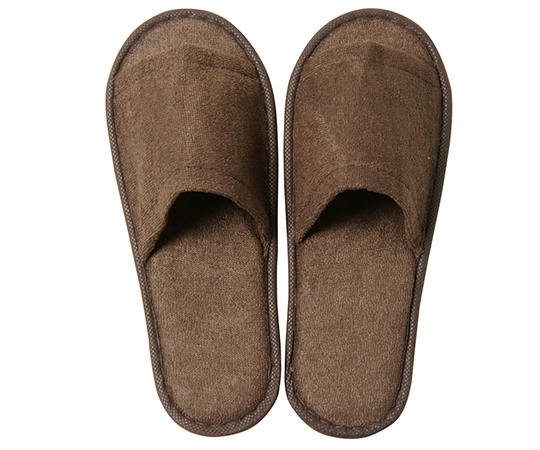 使い捨てスリッパ タオル生地 前開きタイプ ブラウン 20足入画像