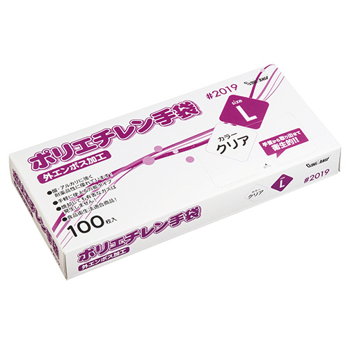 ﾎﾟﾘｴﾁﾚﾝ手袋 #2019 外ｴﾝﾎﾞｽ ｸﾘｱ L 1ｾｯﾄ(1000枚:100枚×10箱)画像