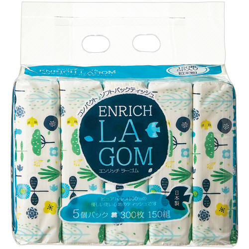 ｴﾝﾘｯﾁﾗｰｺﾞﾑ ｿﾌﾄﾊﾟｯｸﾃｨｯｼｭ 150組/個 1ﾊﾟｯｸ(5個)