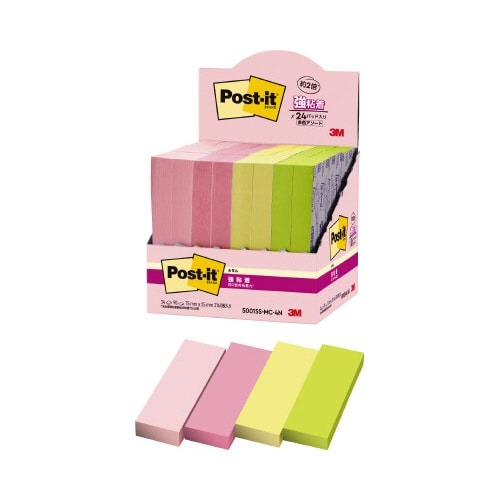 強粘着マルチカラー４　７５×２５　４色　２４冊画像