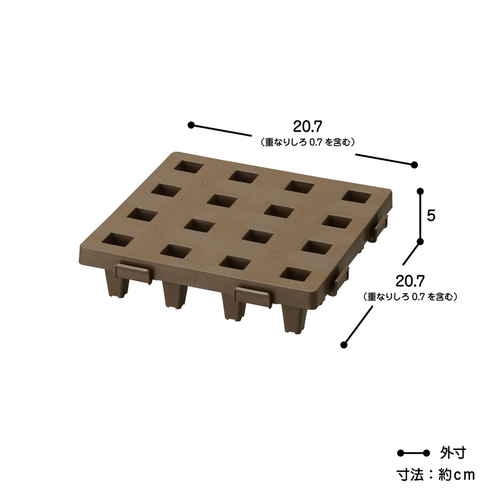 すのこ　ジョイントパレット　20×20cm　4枚セット 整然と並べられた4枚のパレット、木の質感が際立つ状態