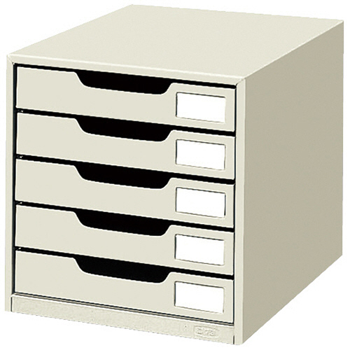 ﾚﾀｰｹｰｽ ｽﾁｰﾙ引き出しﾀｲﾌﾟ A4ﾀﾃ 両引5段 ﾗｲﾄｸﾞﾚｰ 1台画像