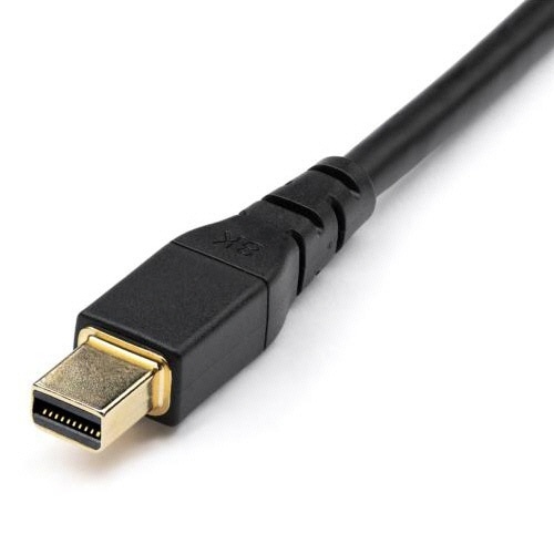Mini　DisplayPort-DisplayPort　1.4　ケーブル　2m　4K120Hz　ブラック　1本 ケーブルが直立しており、先端のコネクタ部分が鮮明に見える状態