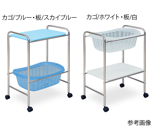 S型レザー棚付脱衣カゴ 幅52.5×奥行37×高さ75.5cm 白画像