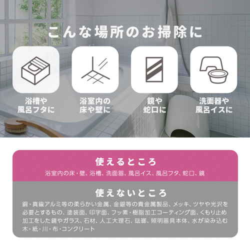 お風呂洗剤　業務用スカッと浴室クレンザー 白と青のパッケージが鮮やかに並ぶ様子