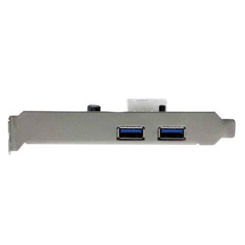 2ポートUSB　PCI　Expressインターフェースカード　1個 基板上の2つのUSBポートが見える状態