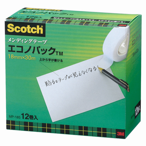 ｽｺｯﾁ ﾒﾝﾃﾞｨﾝｸﾞﾃｰﾌﾟ ｴｺﾉﾊﾟｯｸ 小巻 18mm×30m 紙箱入 1ﾊﾟｯｸ(12巻)