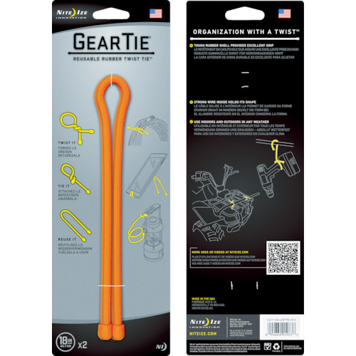 NiteIze ｷﾞｱｰﾀｲ 18ｲﾝﾁ ｵﾚﾝｼﾞ 1ﾊﾟｯｸ(2個)画像